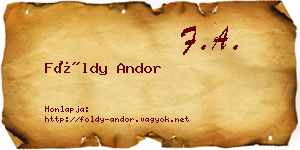 Földy Andor névjegykártya